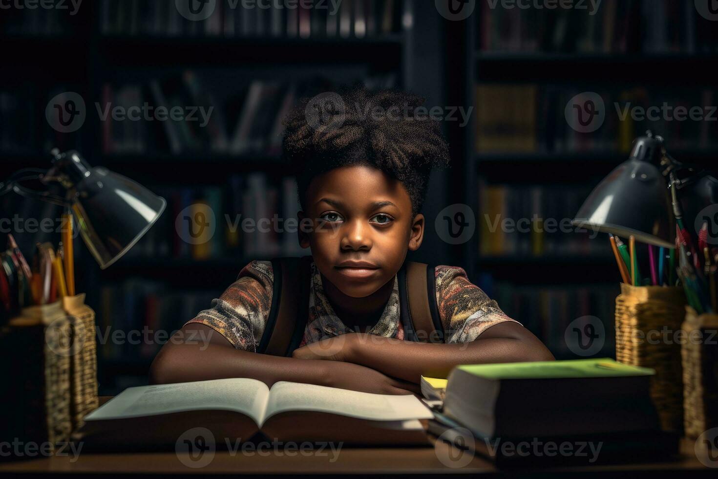 African American Girl Reading Book Power Graphic by Sany O. · Creative  Fabrica