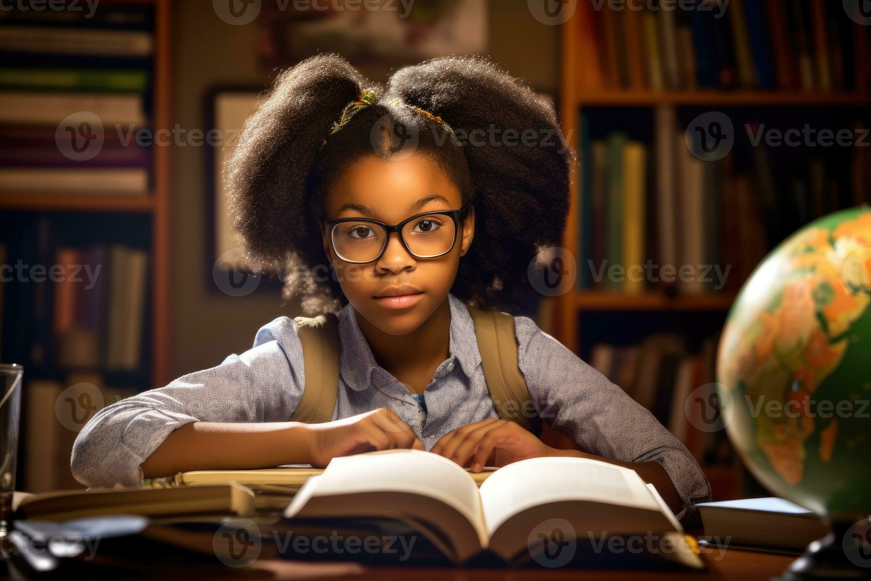 African American Girl Reading Book Power Graphic by Sany O. · Creative  Fabrica