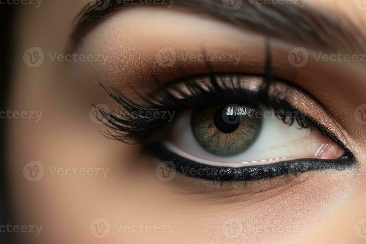 Close - up shot of a makeup artist applying a bold and dramatic winged eyeliner.  Generative AI photo