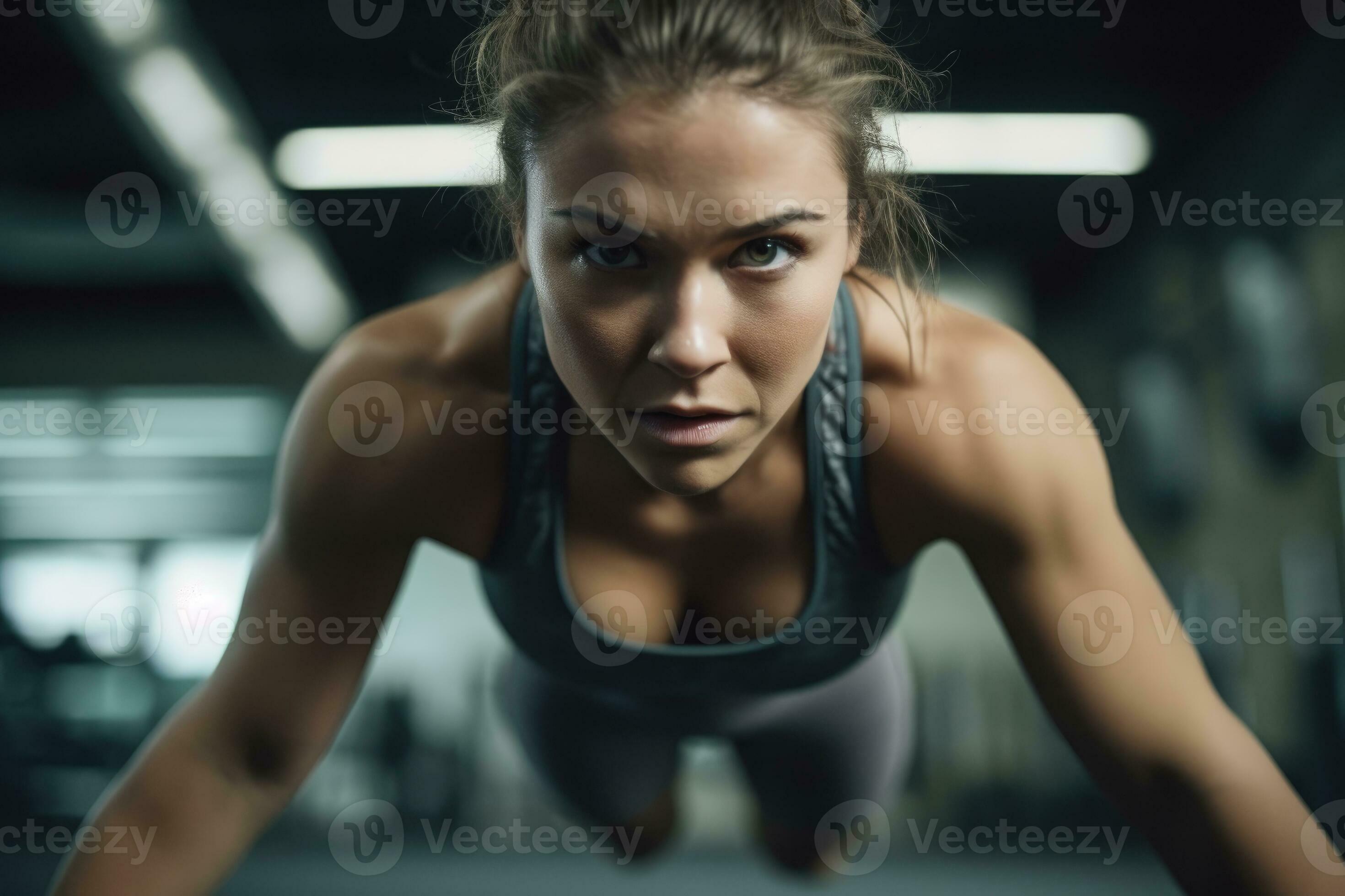 The strength and agility of a female athlete as she engages in high