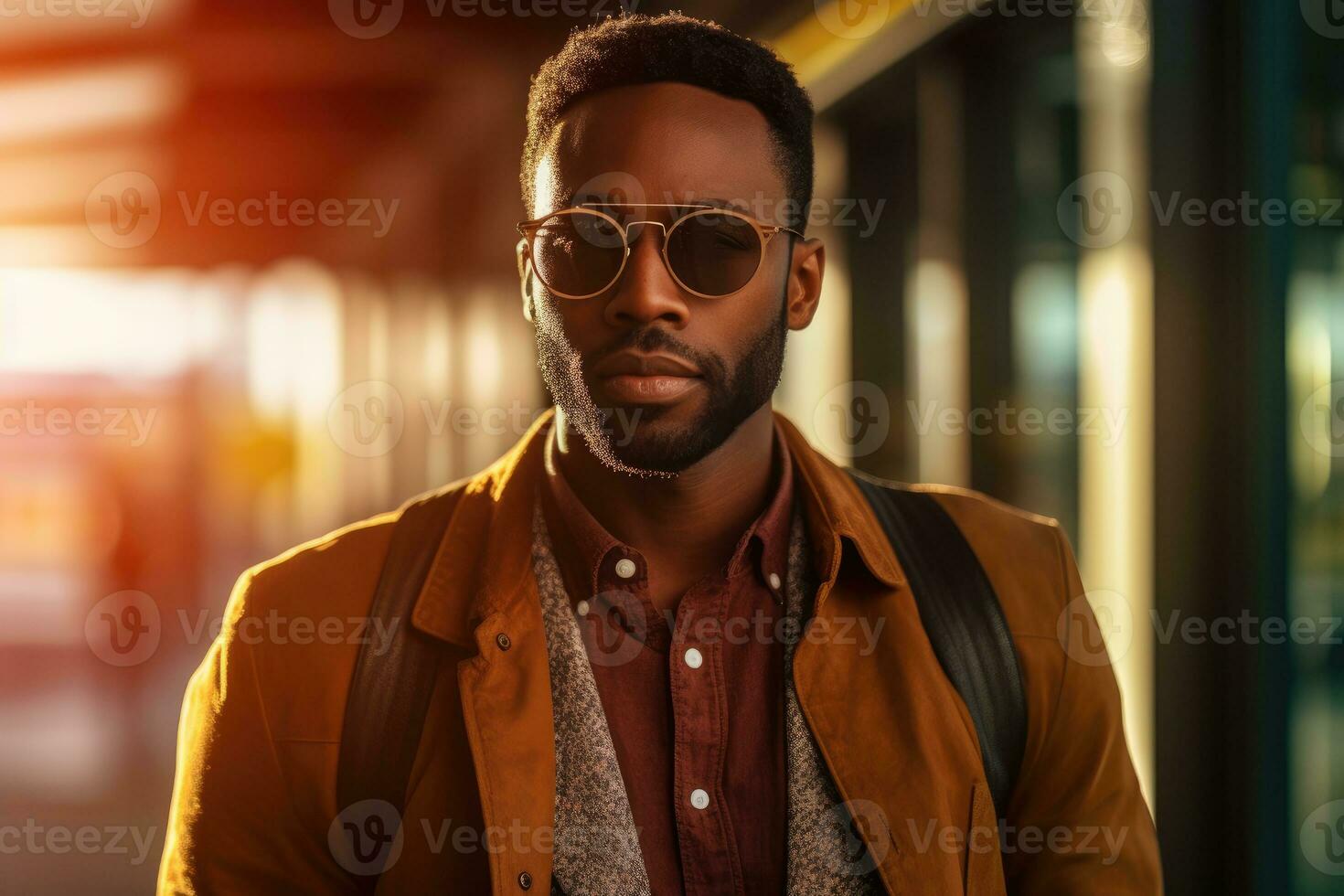 A close - up portrait of a confident and stylish man in a trendy urban setting. Generative AI photo