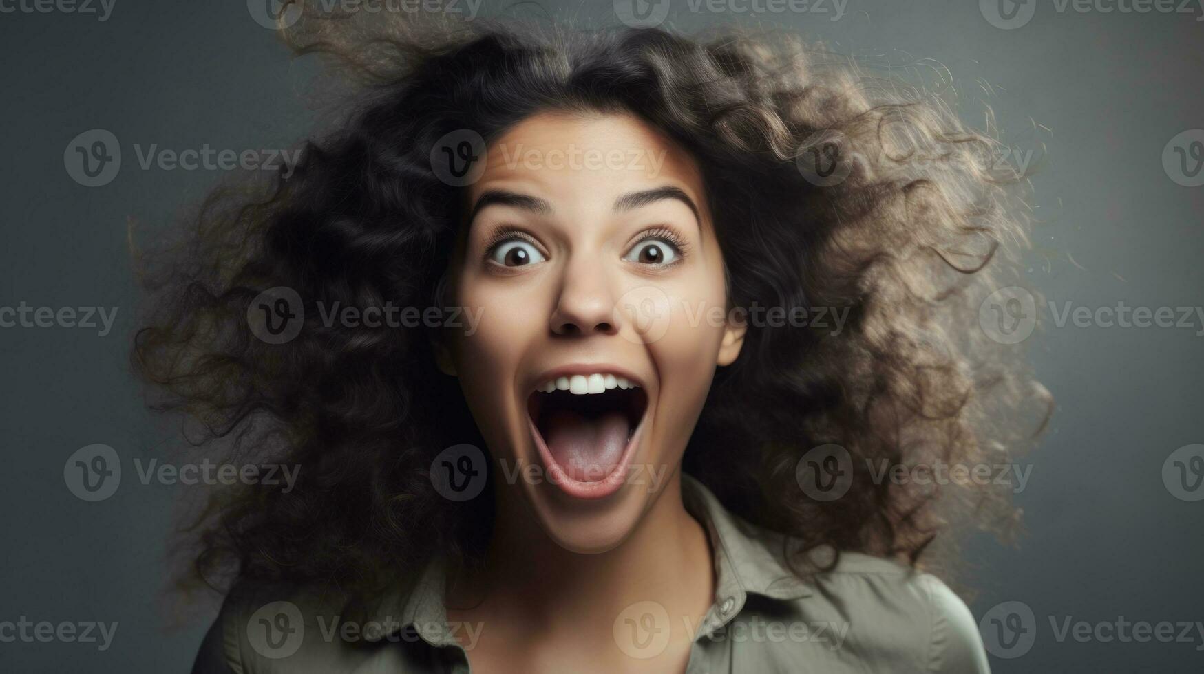 Shocked happy beautiful woman photo