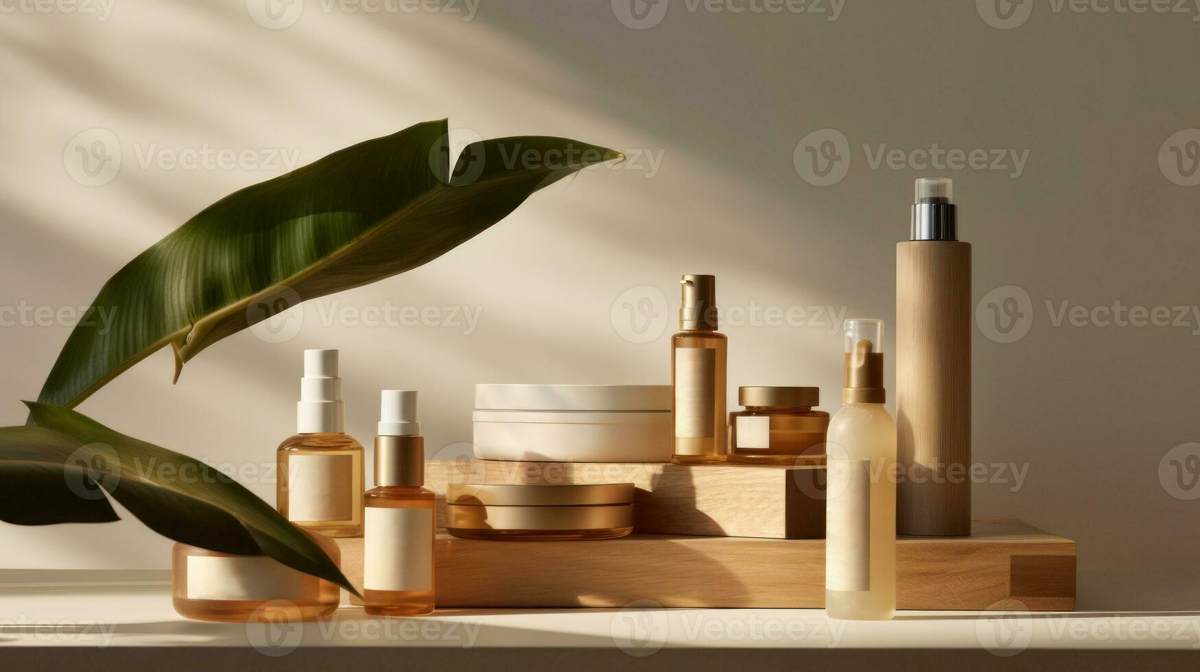 Mockup of empty cosmetic bottles photo