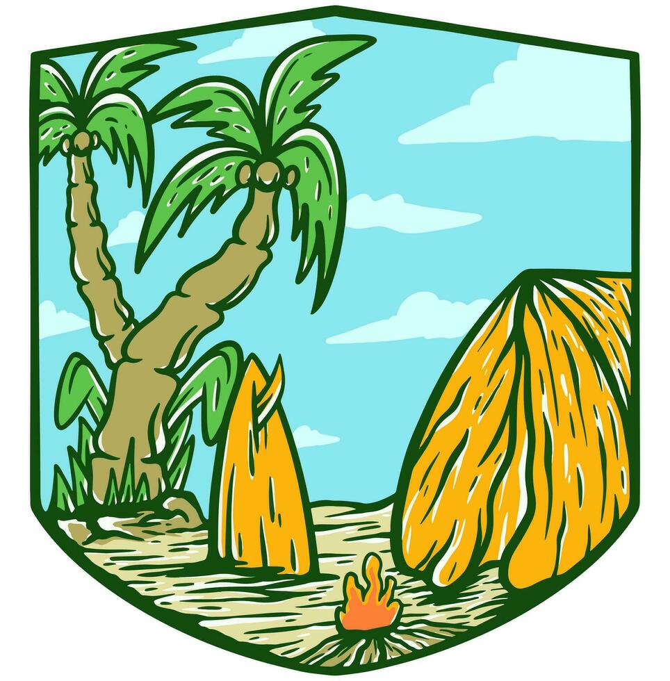 Camp beach summer illustration vector