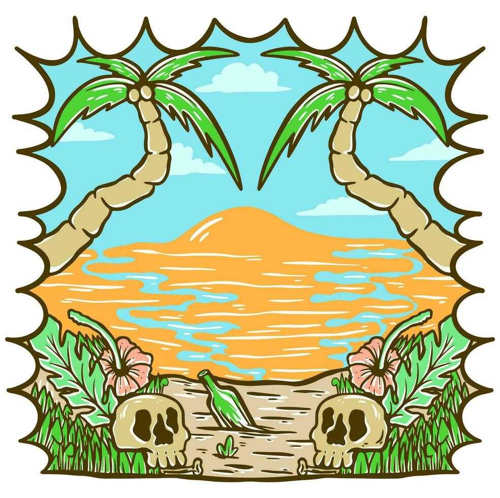 Beach vibes skeletoon paradise illustration vector