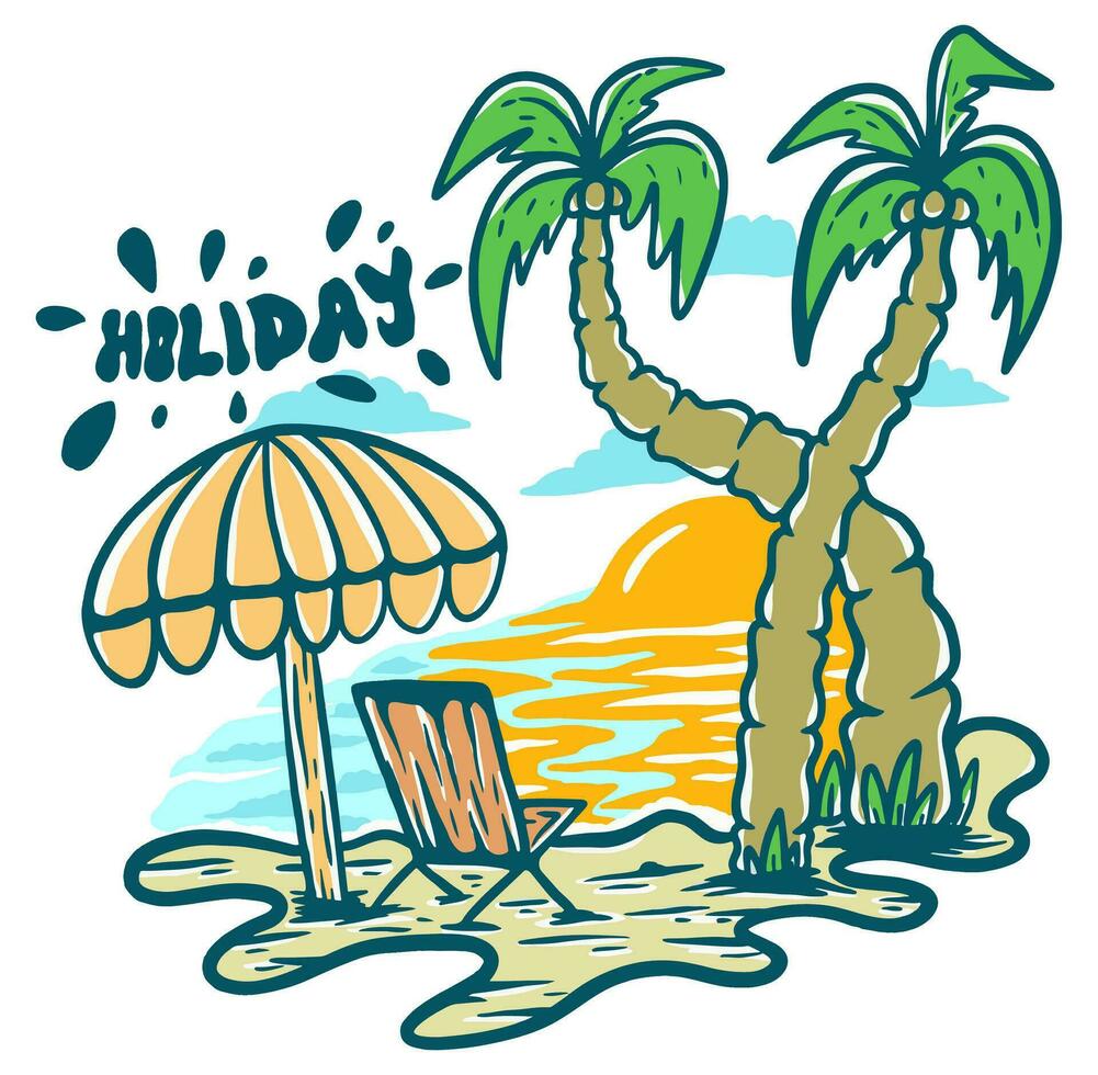 fiesta playa verano ilustración vector