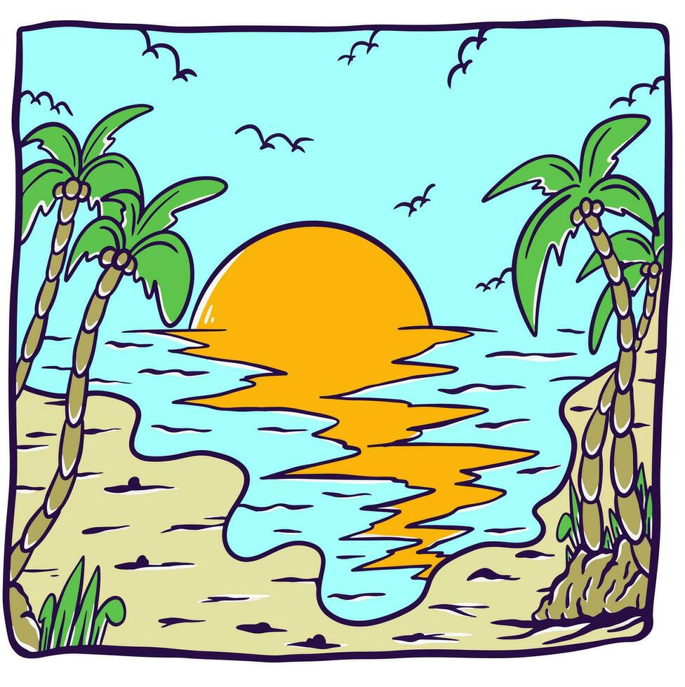 Summer Beach Sunset vacation vibes vector