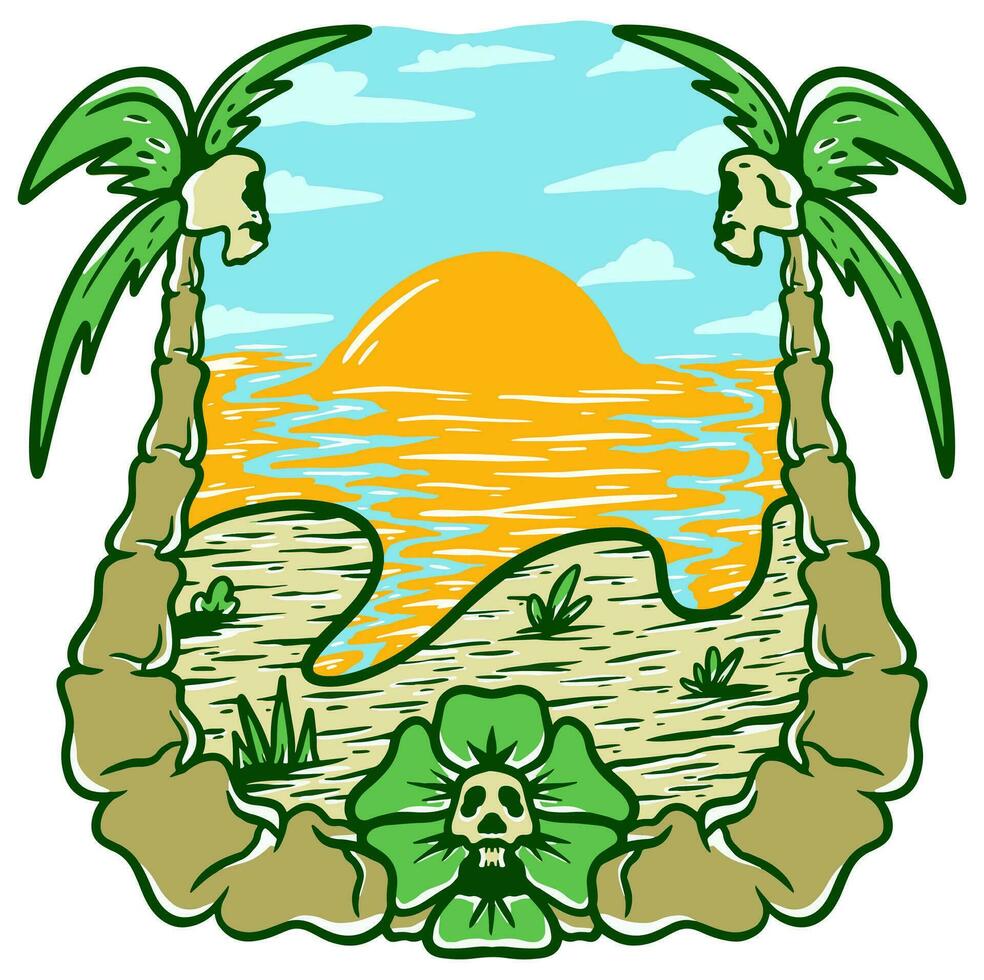 Bones beach surfing illustration vector
