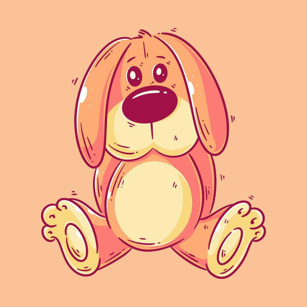 Cute dog doll sitting alone cartoon style vector
