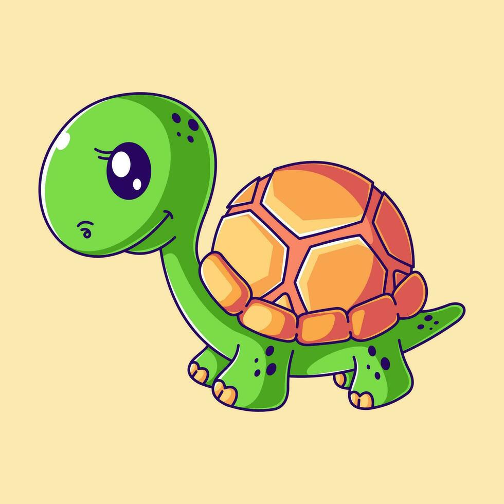 Cute turtle standing in cartoon style vector