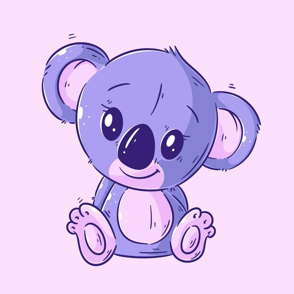 Cute koala sitting in cartoon style vector