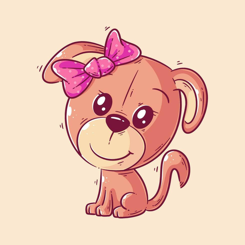 linda perro sentado dibujos animados estilo vector