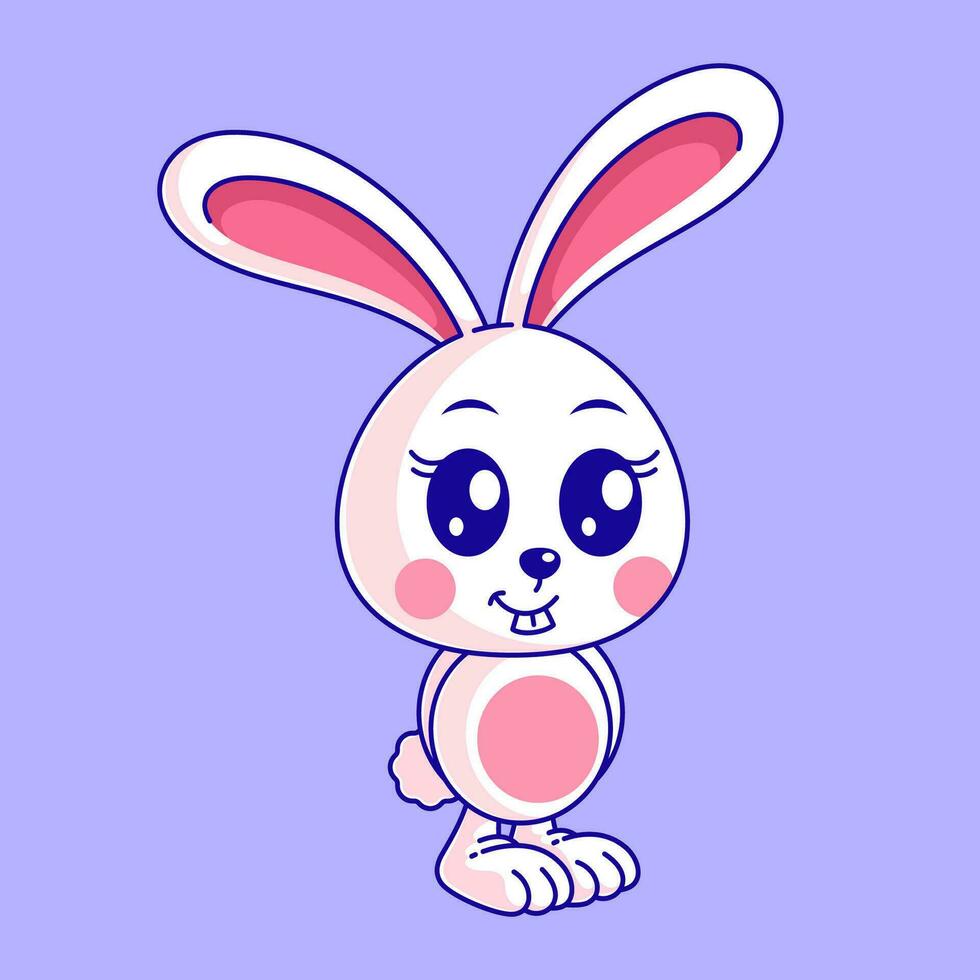 Cute rabbit standing in cartoon style vector