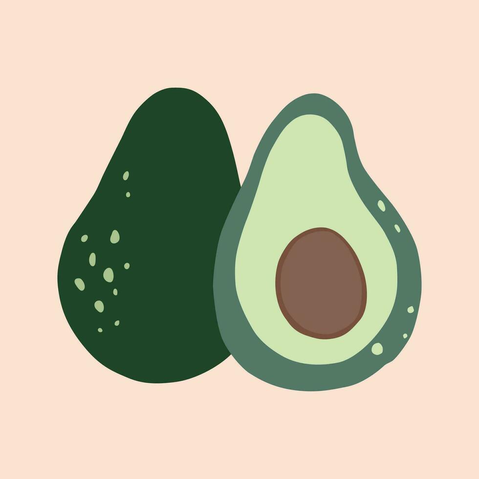 Hand drawn abstract boho poster with avocado tropical fruit, isolated. Vector flat illustration. For pattern, logo, posters, invitation, greeting card, wall art print.