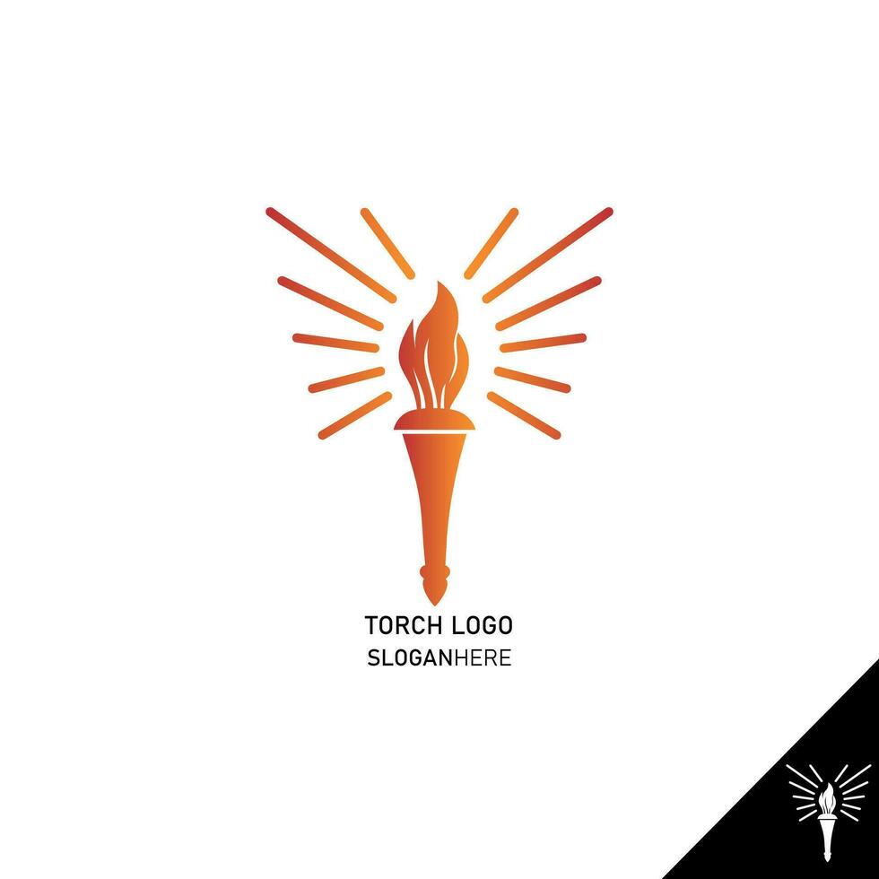 Torch Flame Logo, gradient logo torch, vintage retro vector template