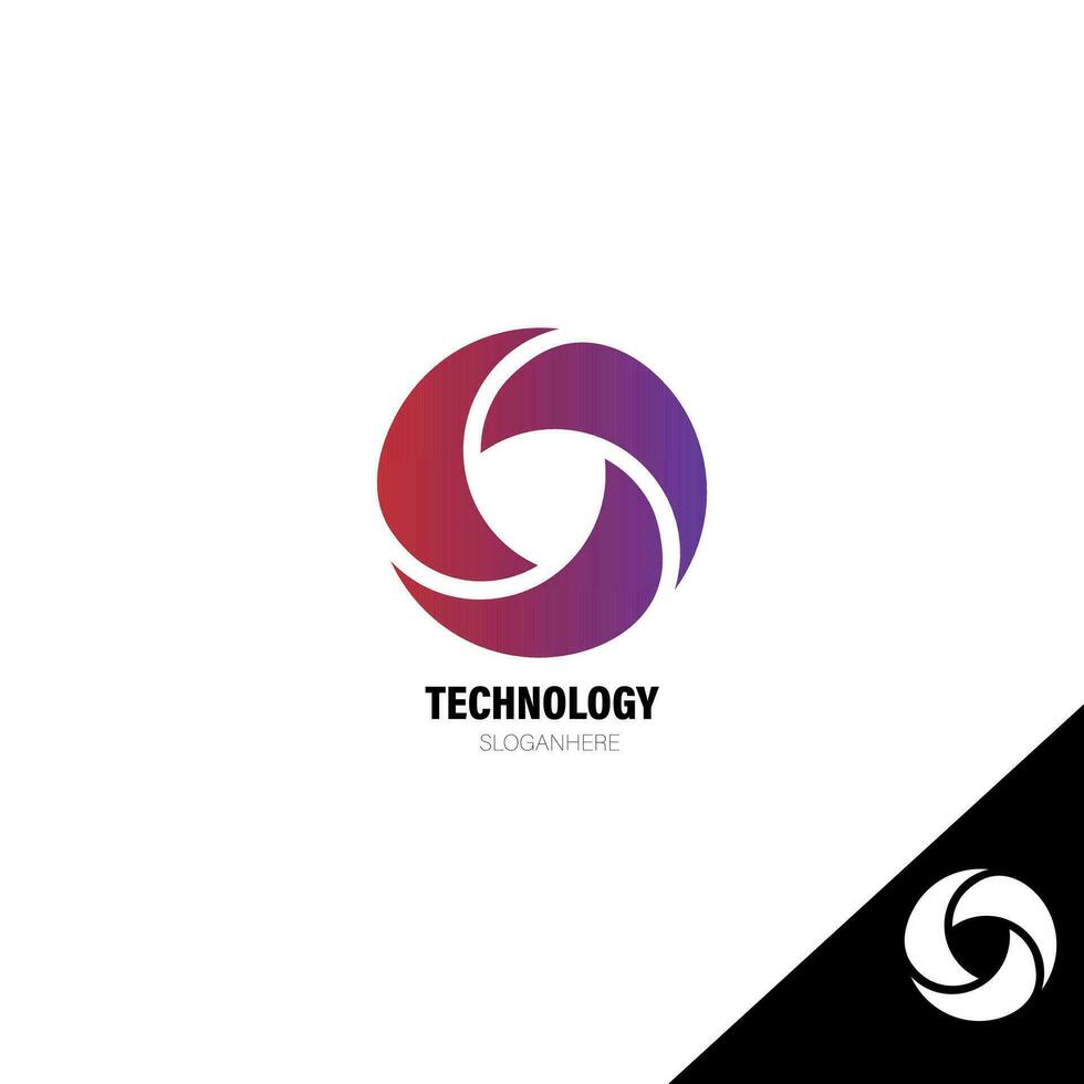 full color tech logo concept, isolated white color baground, editable eps 10 vector