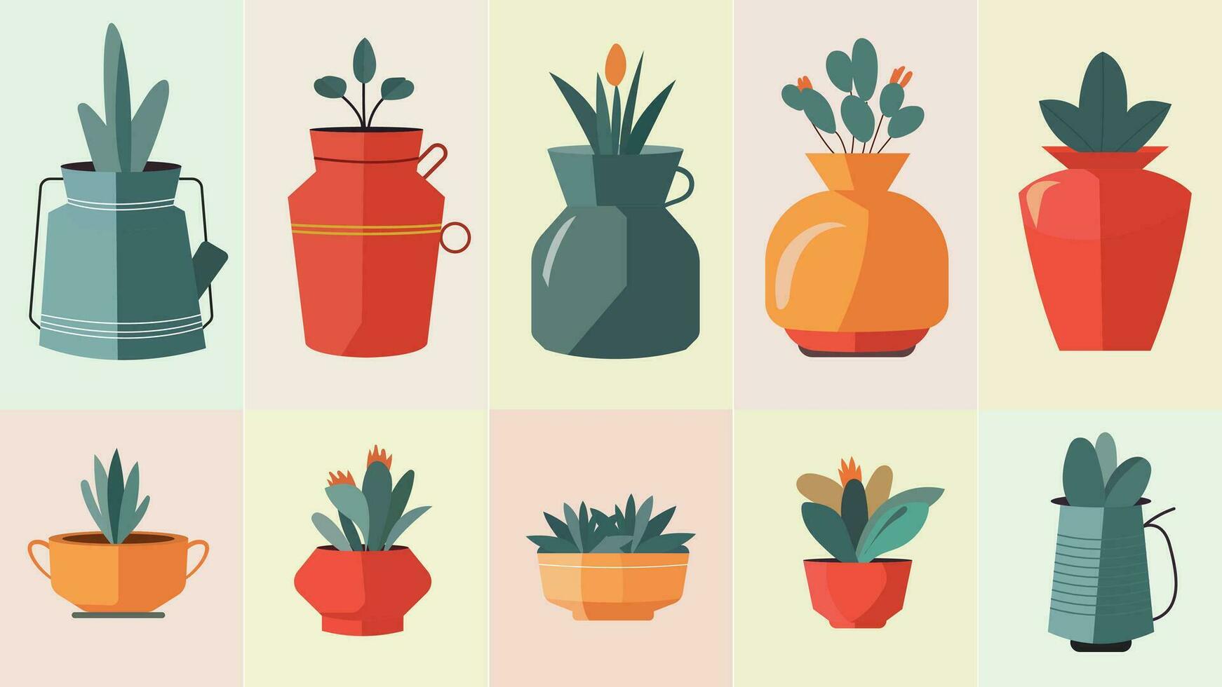 flower and plants pot vector