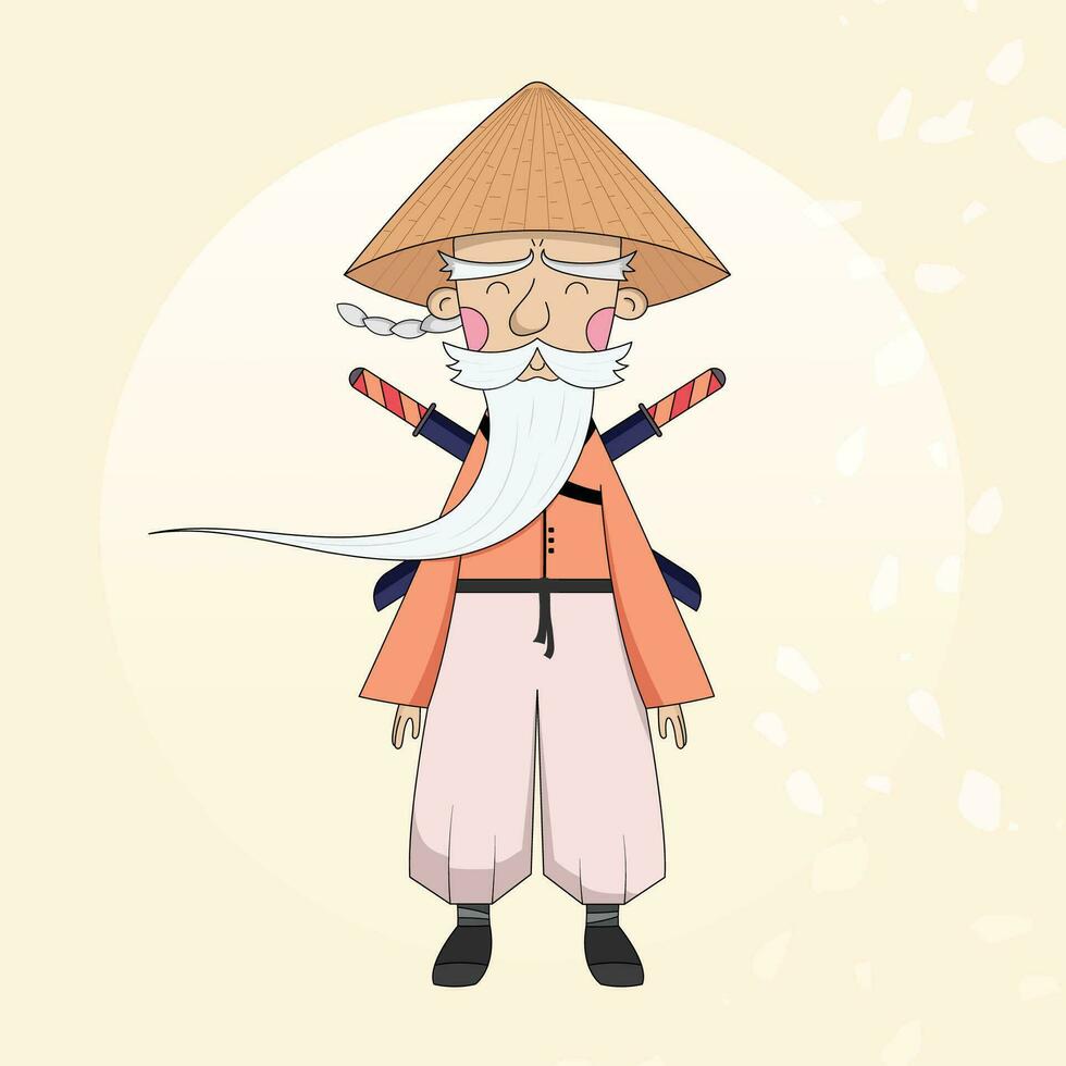 cute old man is a warrior vector