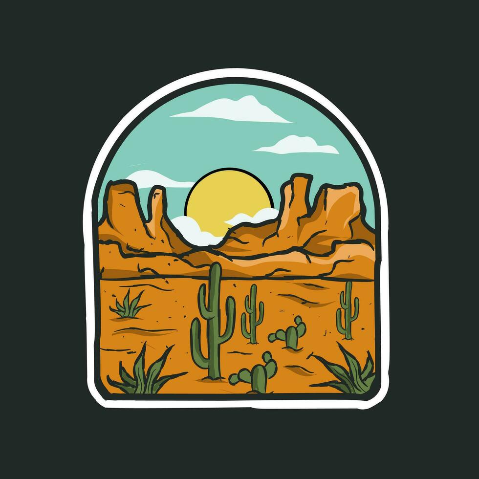 illustration of a desert in arizona with cactus perfect for print,etc vector