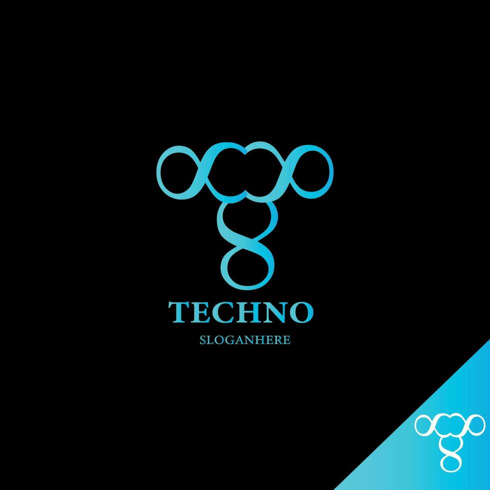 infinity logo concept shaped into T, technology logo, modern logo, colorful, isolated white baground, editable eps 10 vector