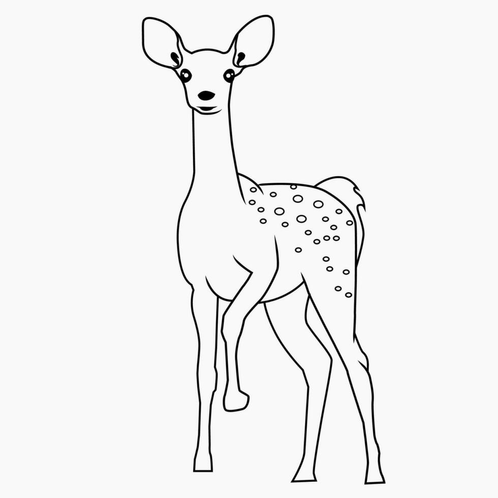 Cute Deer, flat Deer, good for kids coloring book or coloring pages, etc. Free Vector Free Vector