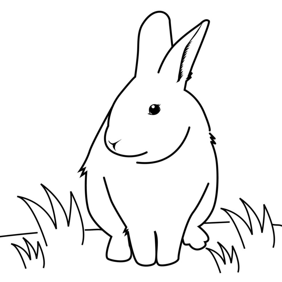 cute Rabbit or bunny, flat bunny, good for kids coloring book or coloring page, etc. Free Vector