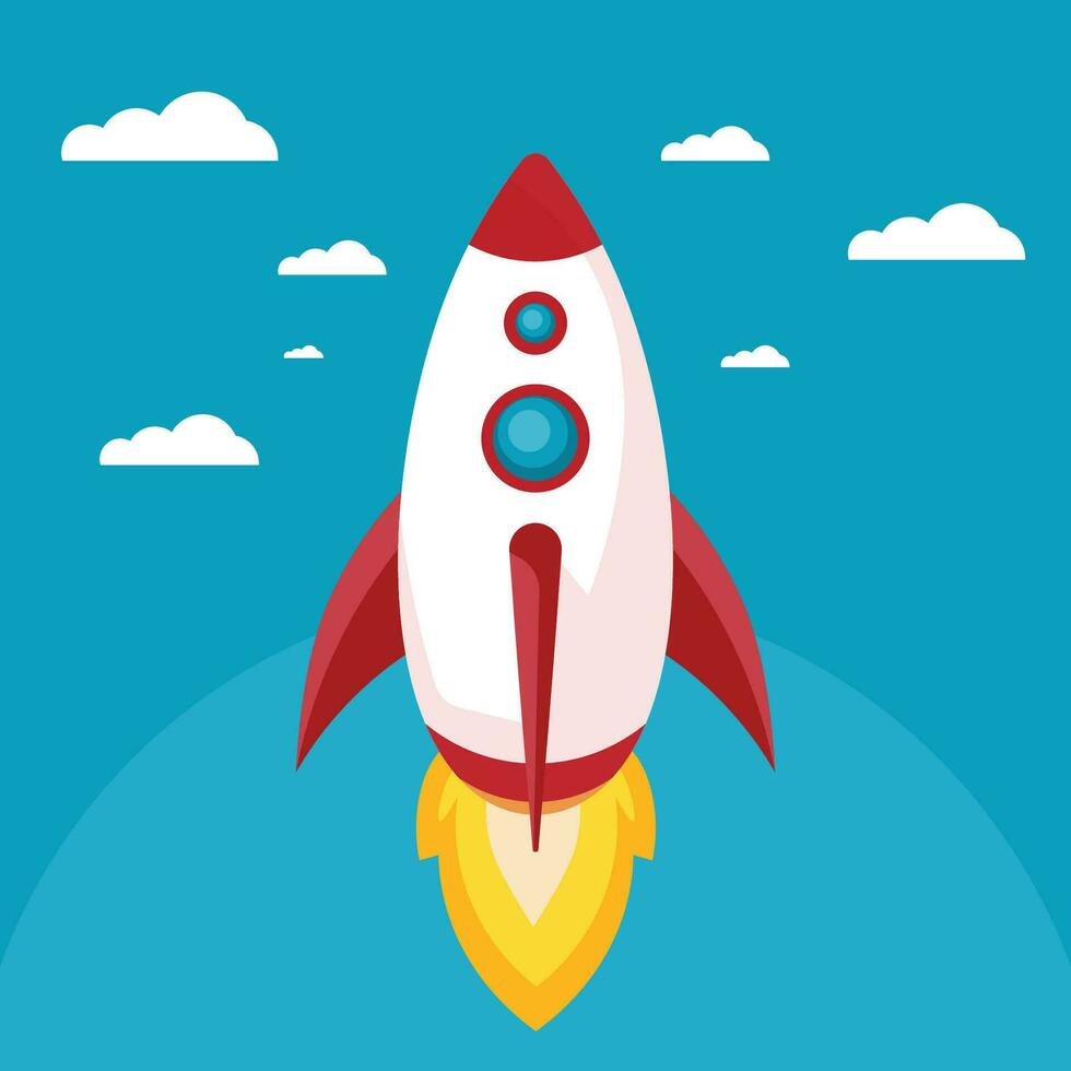 Rocketing into the Future - Cartoon Illustration vector