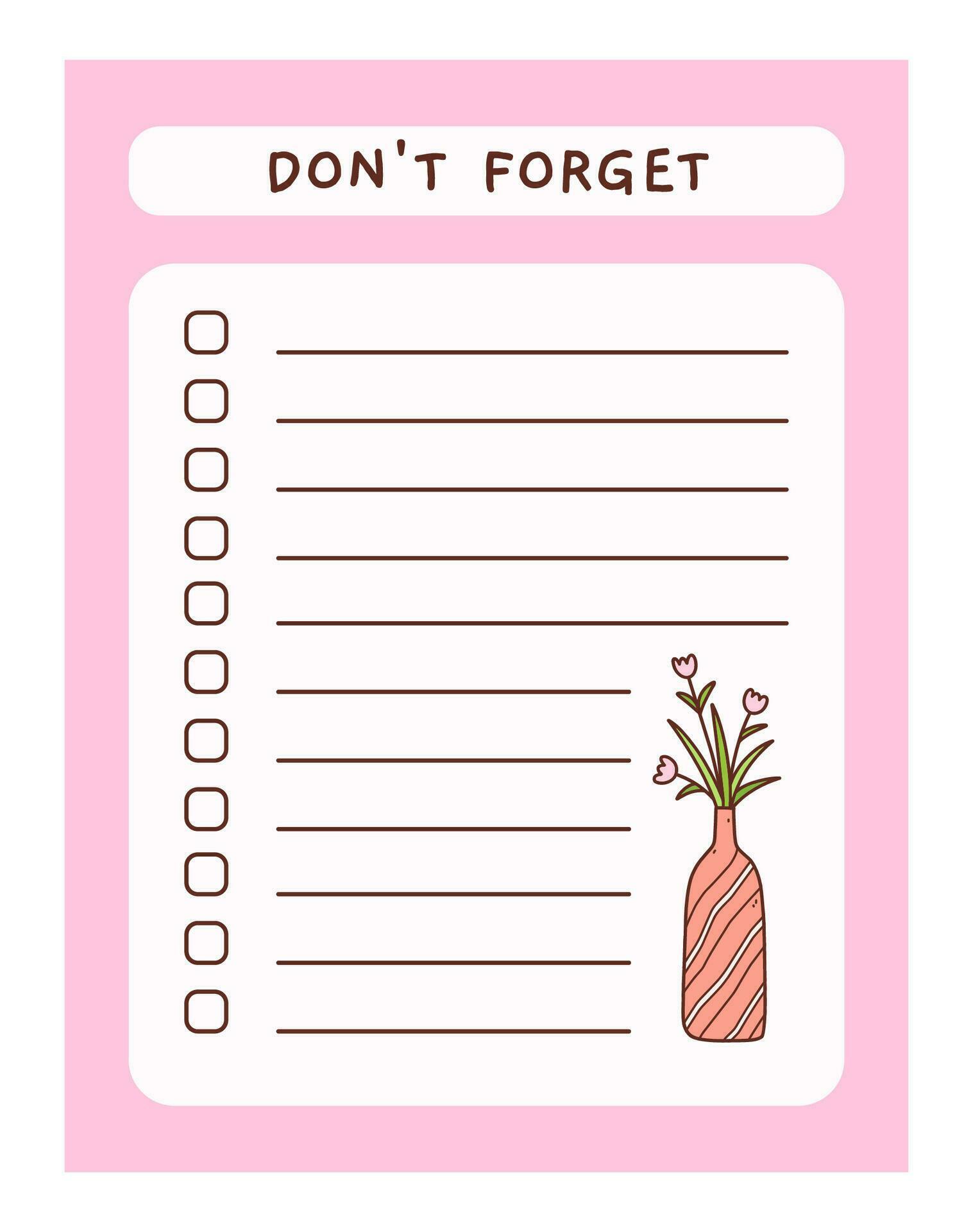 Cute to do list template with floral element Funny design of daily