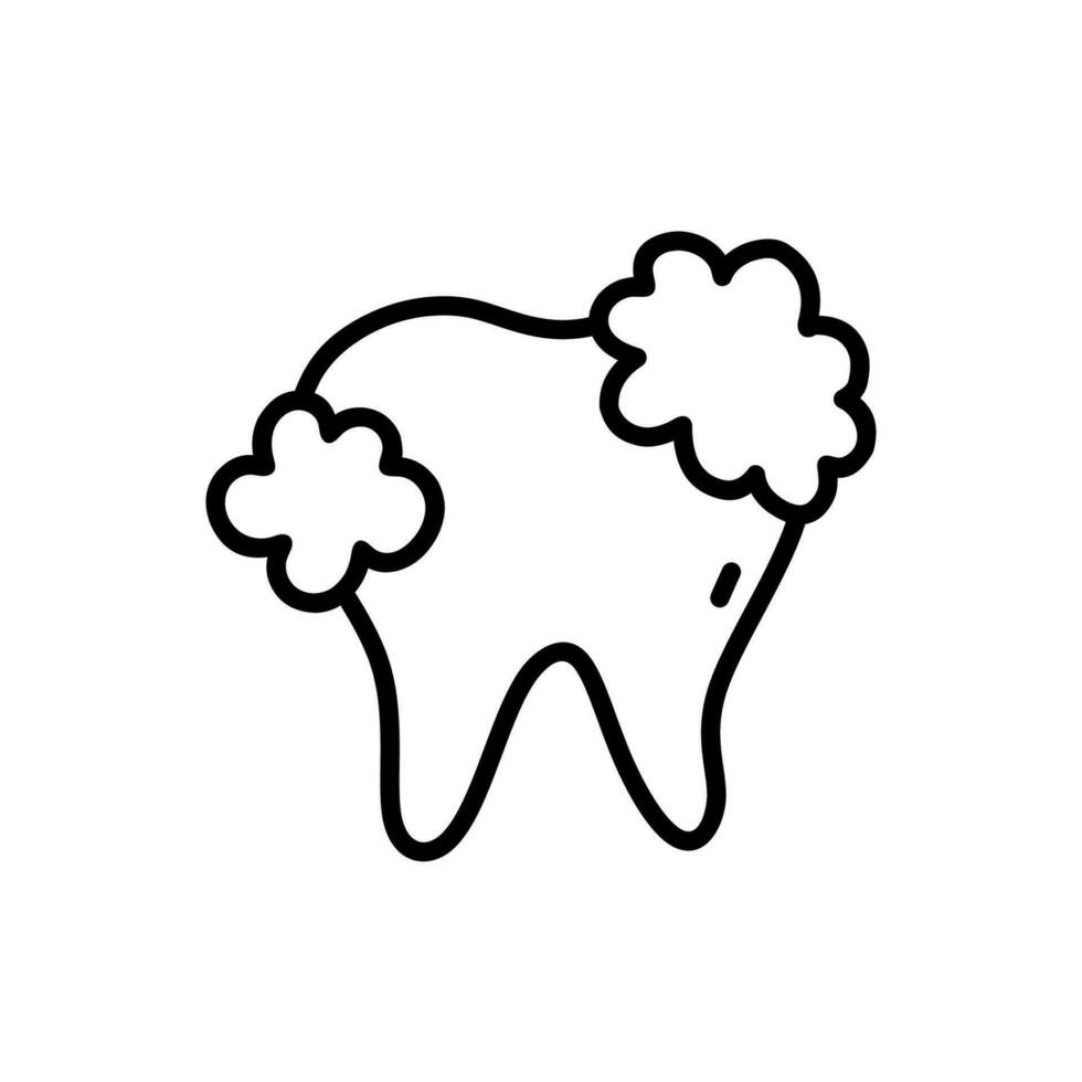 Tooth with foam isolated on white background. Dental care. Vector hand-drawn illustration in doodle style. Perfect for logo, various designs.