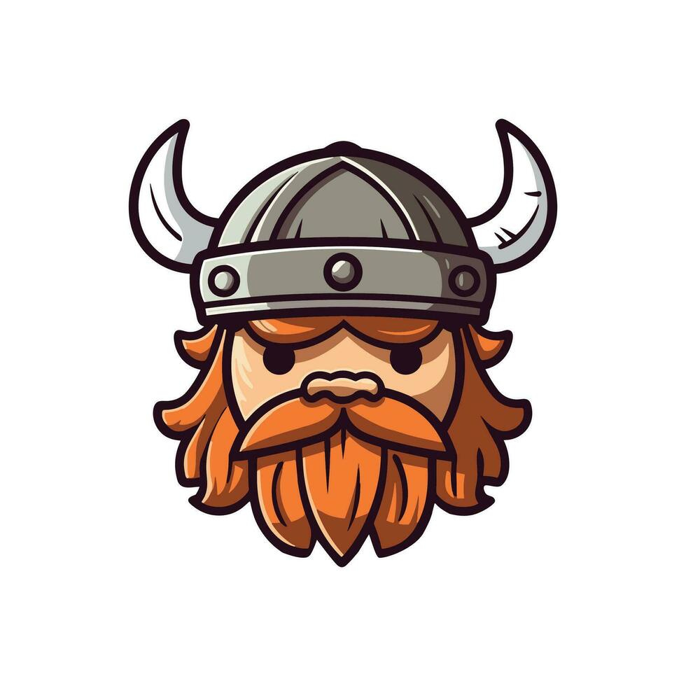 Cute viking face logo symbol vector illustration template