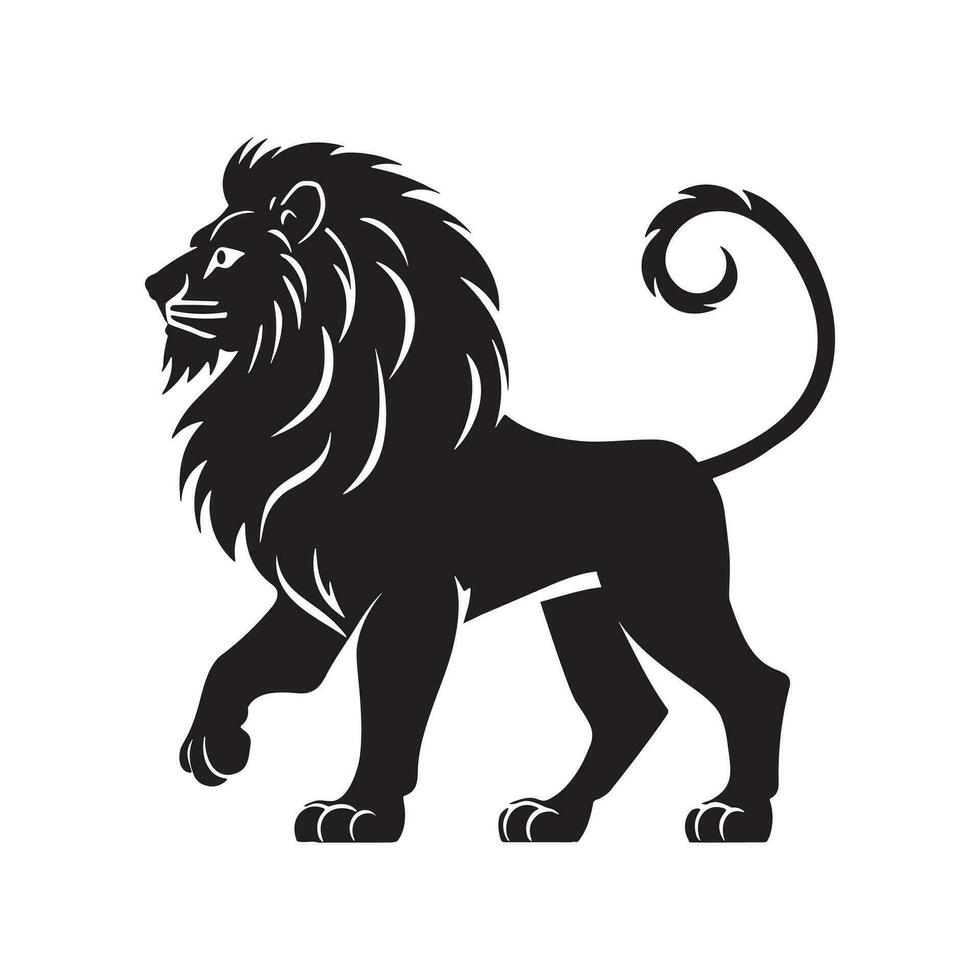 Heraldic lion silhouette vector template, symbol, logo, black color