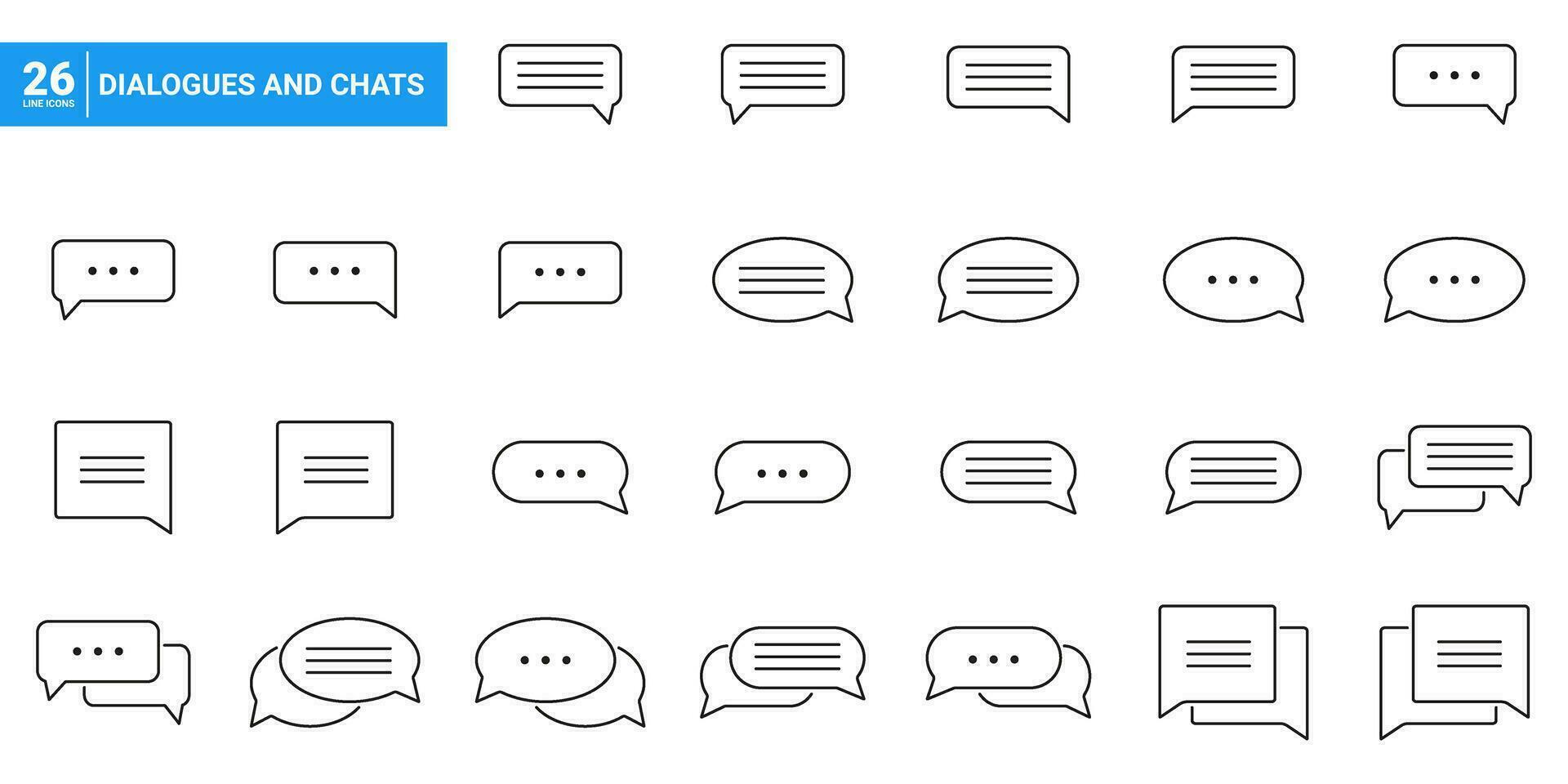 Collection of line icons Dialogues and Chats. Dialogues and Chats icon set.Contact and Communication Icons.Set of Communication icon.Set for web, messenger and chat. vector