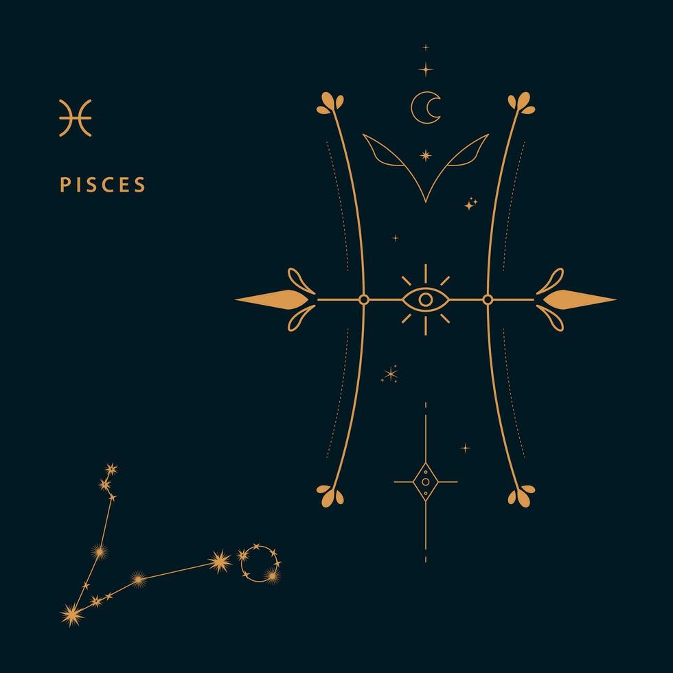 pisces zodiac illustration vector