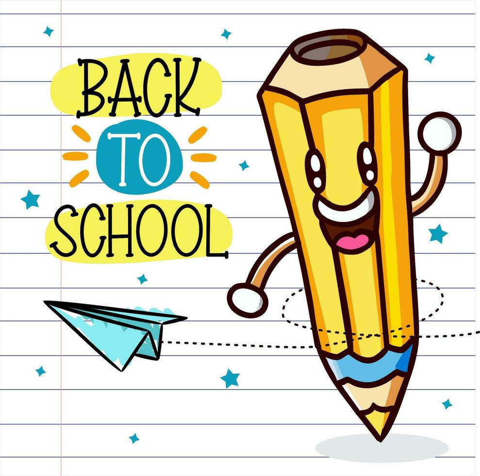 Back to school - school supplies - notepad, notebook and rocket vector