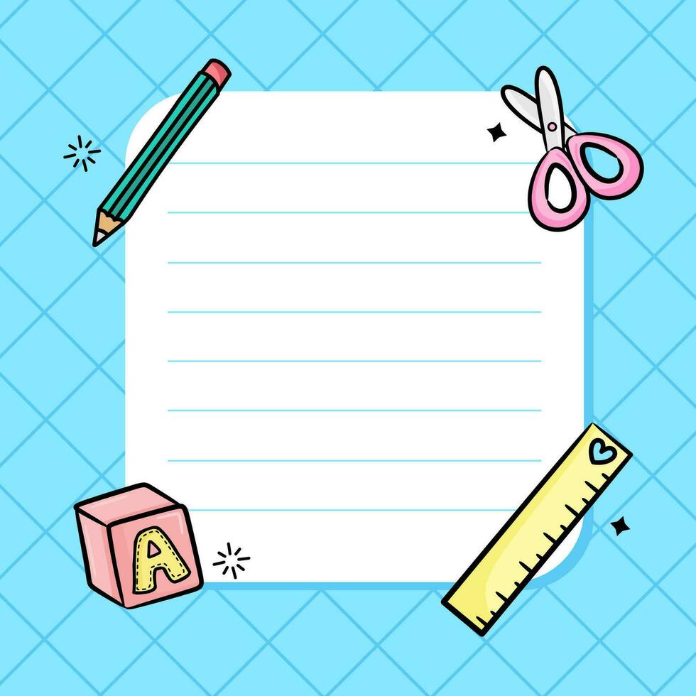 Back to school - school supplies - notepad, notebook and rocket vector