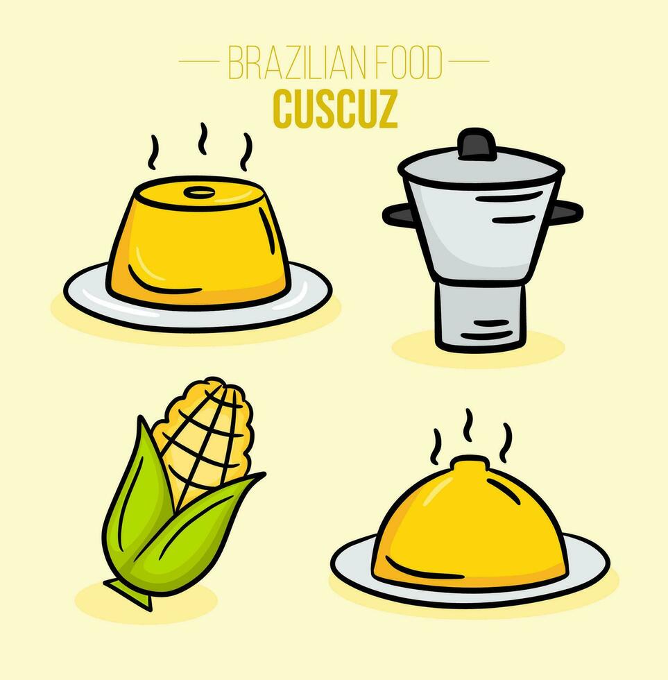 Cuscuz - cuscus - coscos - couscous - Brazilian food - nordeste food vector