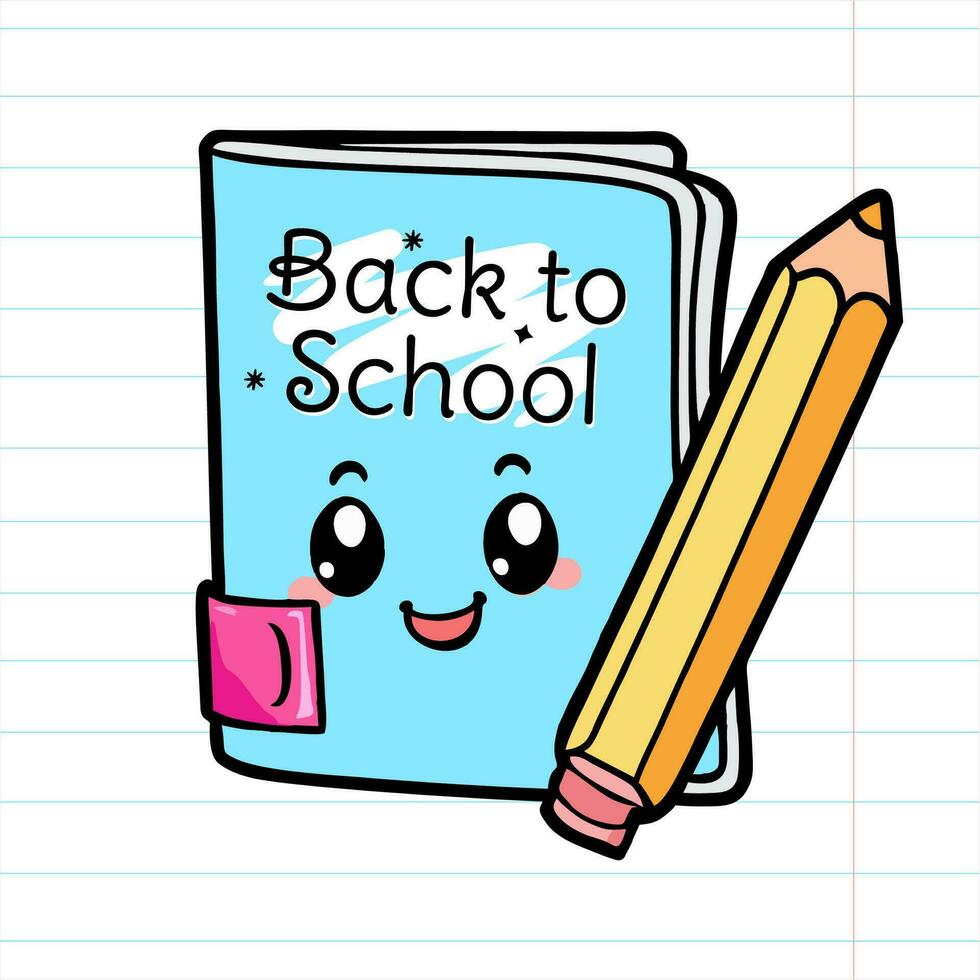 Back to school - school supplies - notepad, notebook and rocket vector