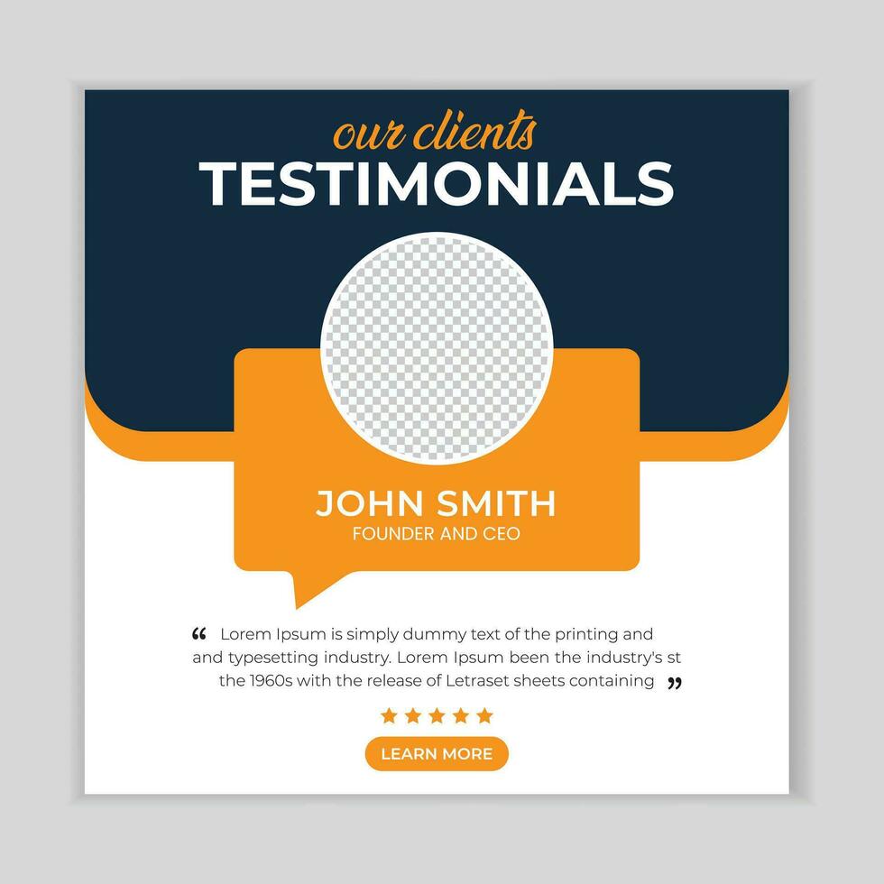Customer feedback testimonial social media post web banner template. client testimonials social media post banner design template. Free Vector. vector