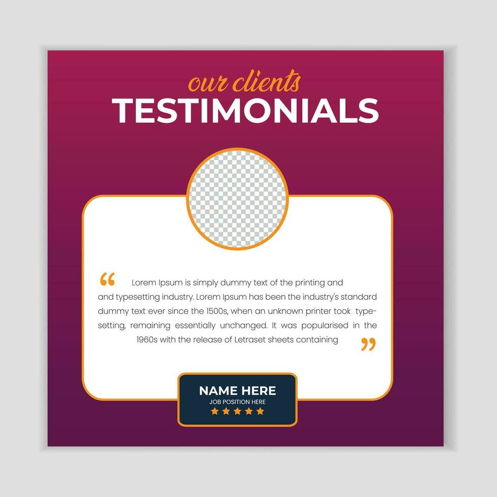 Client feedback social media post banner template. Customer feedback testimonial social media post web banner template. client testimonials social media post banner design. vector