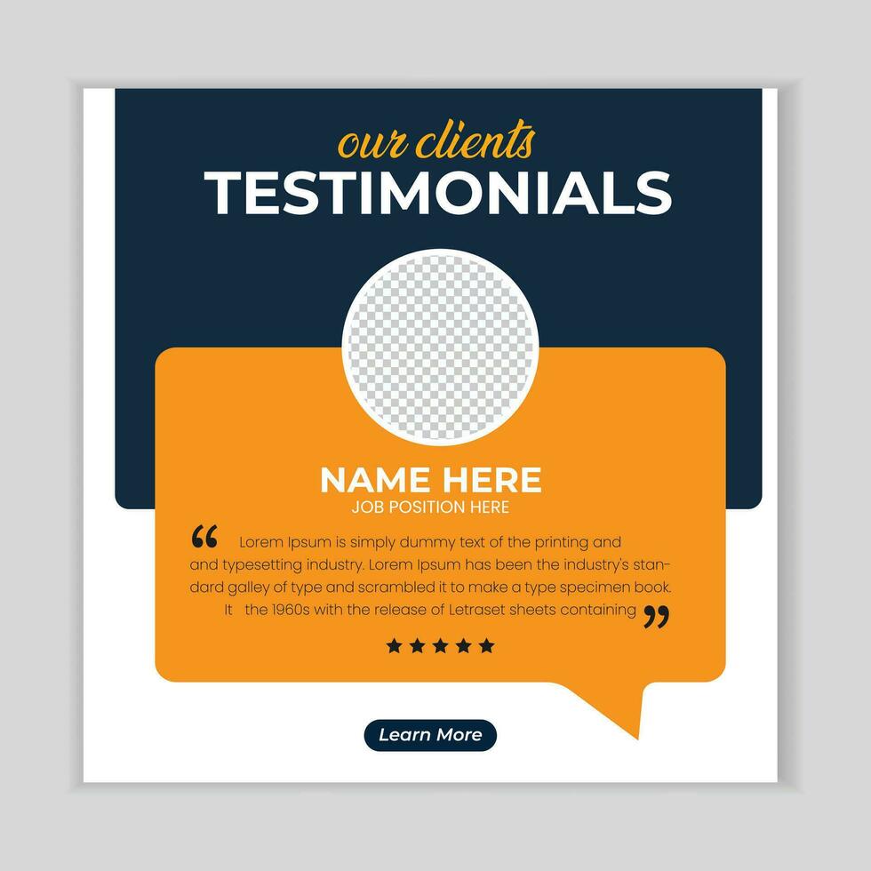 Client feedback social media post banner template. Customer feedback testimonial social media post web banner template. client testimonials social media post banner design. vector