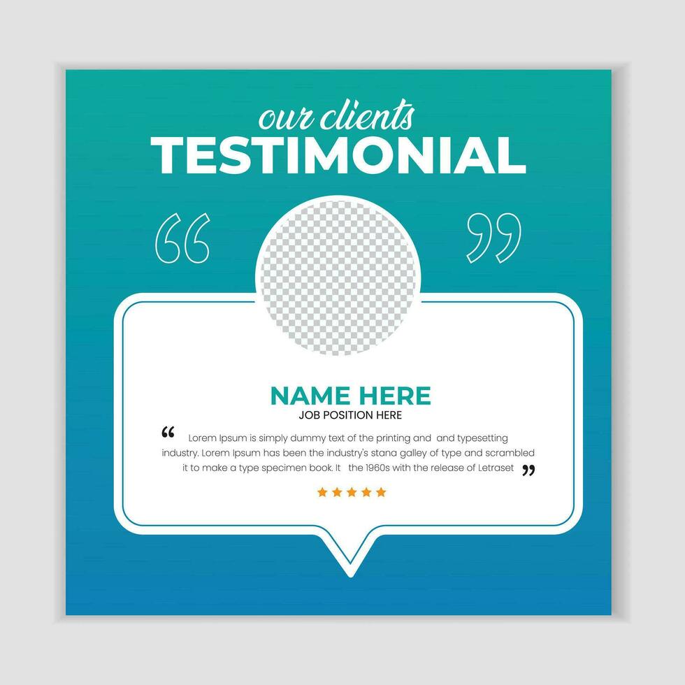Client feedback social media post banner template. Customer feedback testimonial social media post web banner template. client testimonials social media post banner design. vector