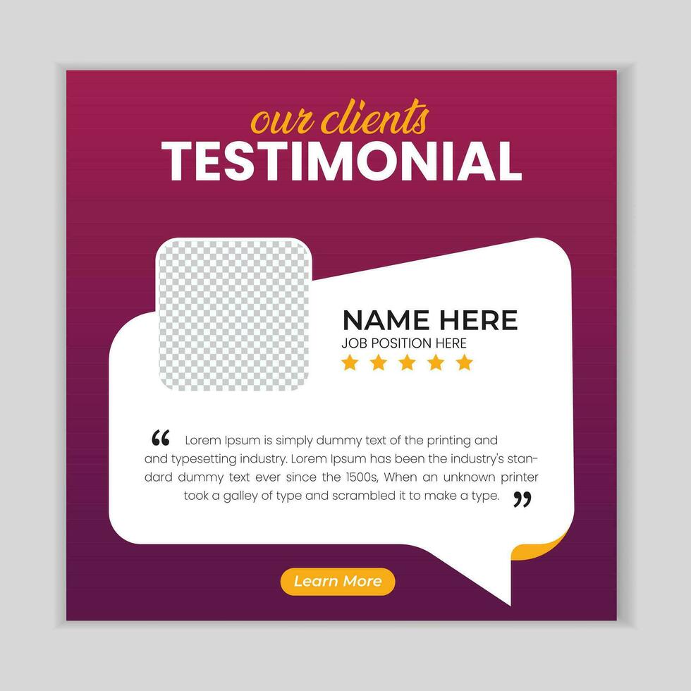 Client feedback social media post banner template. Customer feedback testimonial social media post web banner template. client testimonials social media post banner design. vector
