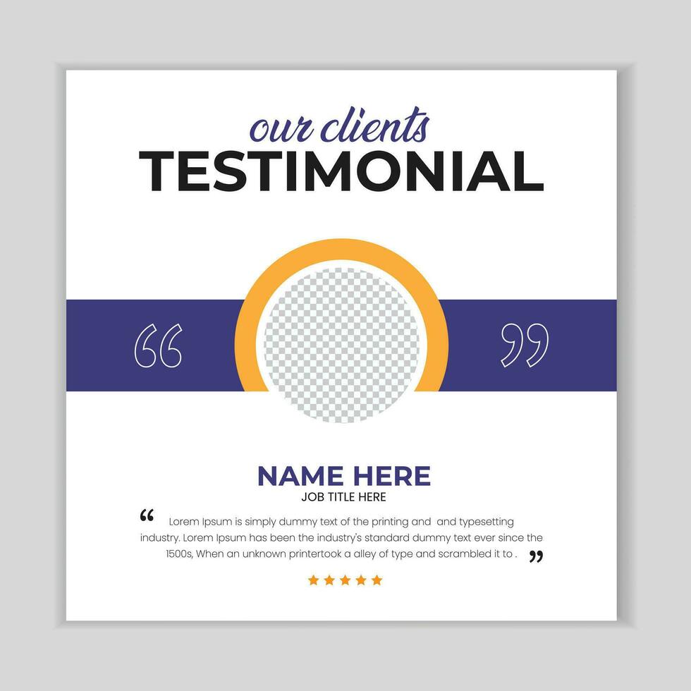 Client feedback social media post banner template. Customer feedback testimonial social media post web banner template. client testimonials social media post banner design. vector