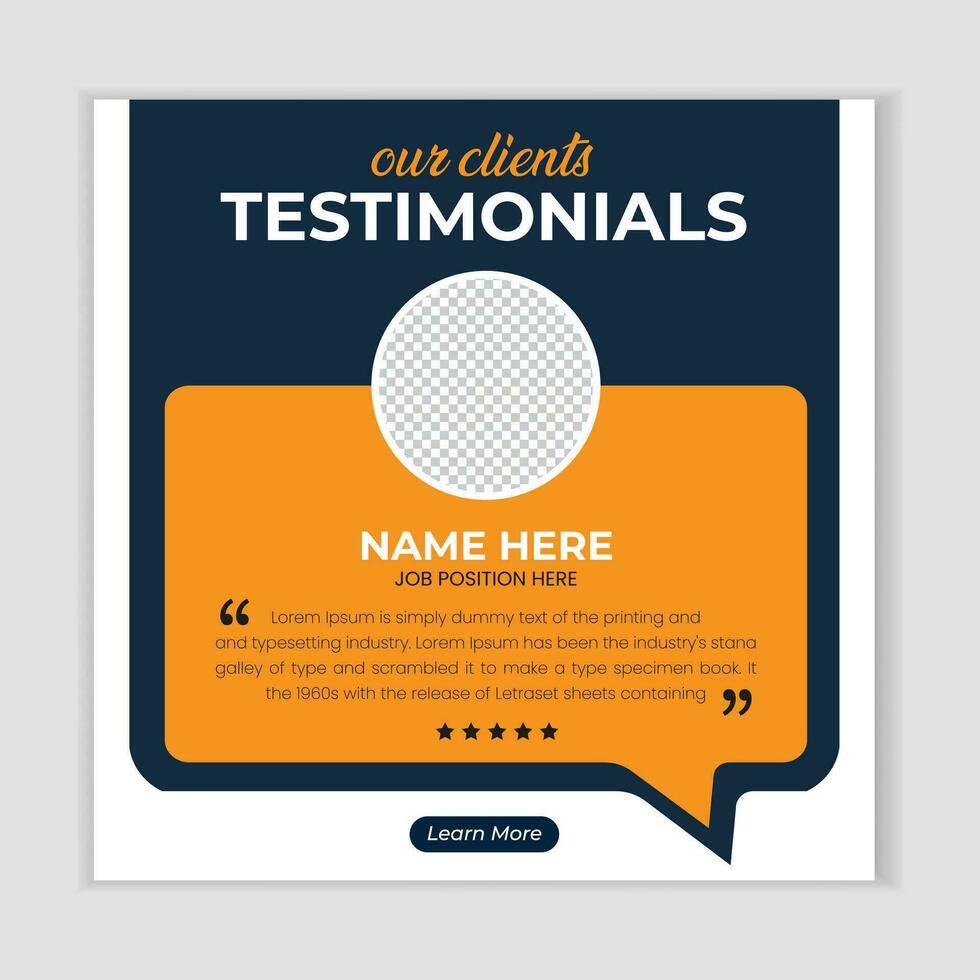 Client feedback social media post banner template. Customer feedback testimonial social media post web banner template. client testimonials social media post banner design. vector