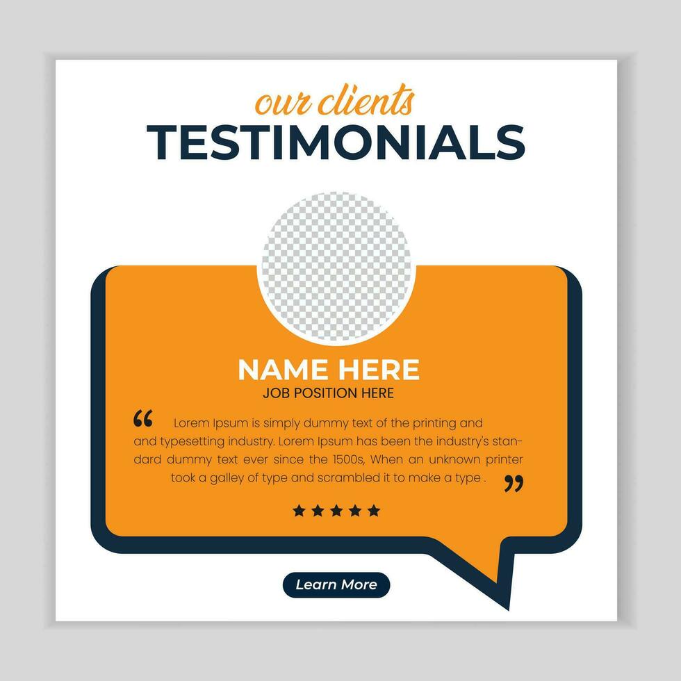 Client feedback social media post banner template. Customer feedback testimonial social media post web banner template. client testimonials social media post banner design. vector