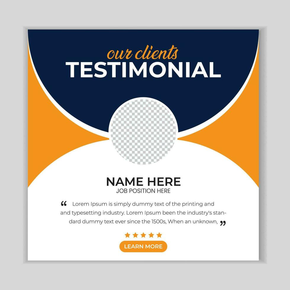 Client feedback social media post banner template. Customer feedback testimonial social media post web banner template. client testimonials social media post banner design. vector