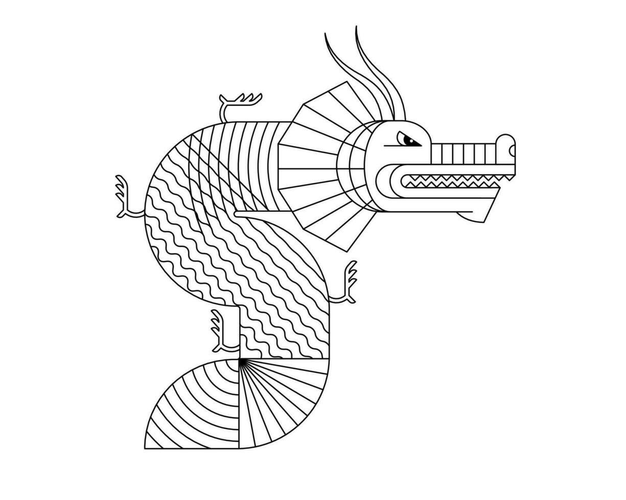 resumen geométrico chino continuar zodíaco símbolo con Arte lineal modelo. asiático sagrado moderno mínimo gráfico forma mítico animal diseño de bondad y fuerza. japonés tradicional antiguo serpiente. eps vector