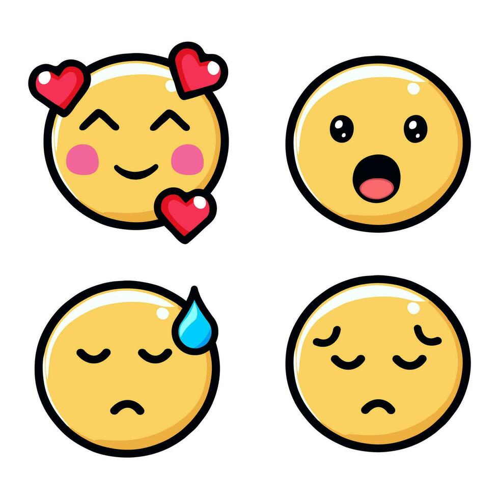 Internet cute and different emojis -  Emoticon vector