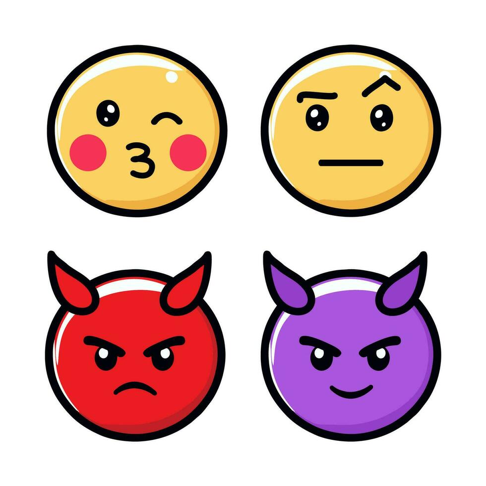 Internet cute and different emojis -  Emoticon vector
