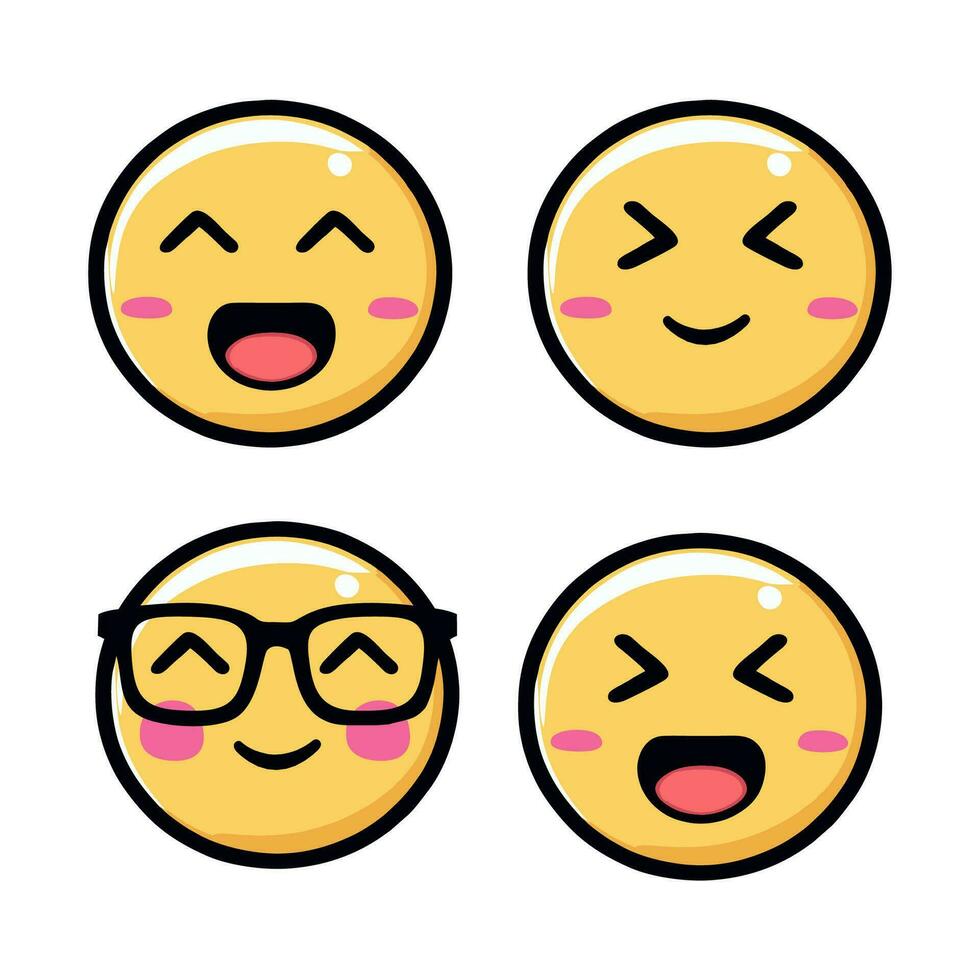 Internet cute and different emojis -  Emoticon vector